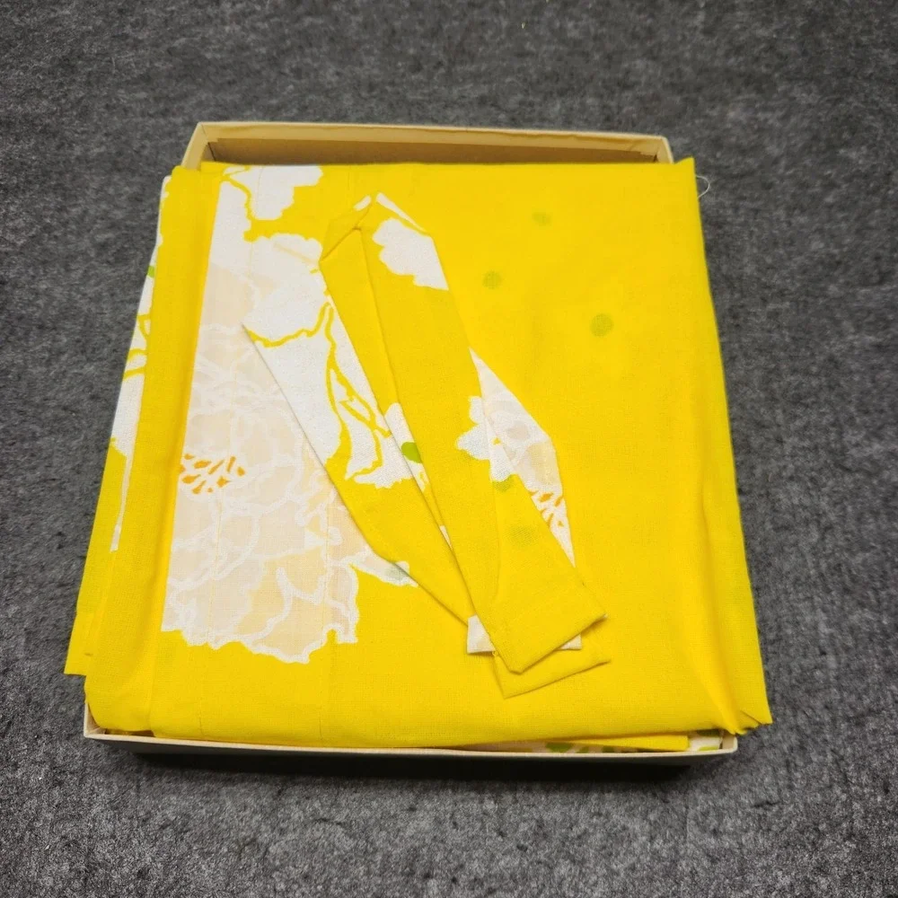 Vintage Ames Shower Curtain Yellow Orange Flowers Floral Groovy Retro NOS in Box
